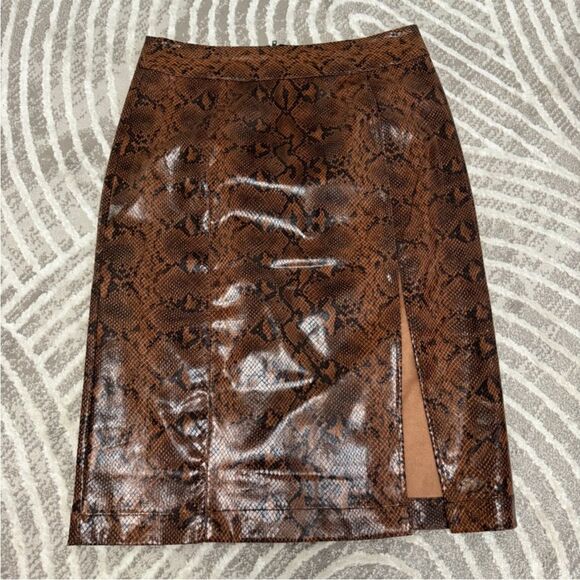 Express x Negin Mirsalehi Snakeskin Leather-like Midi Skirt 10 - Picture 3 of 14